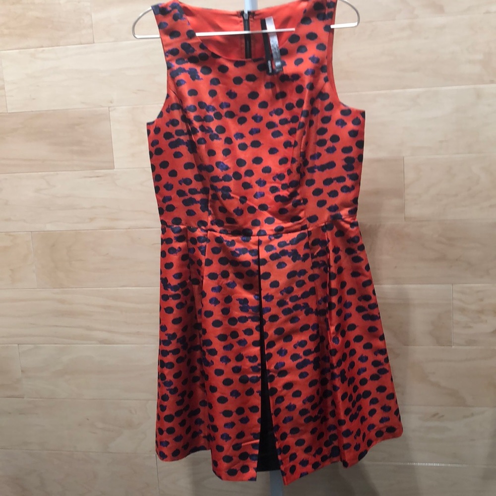 Kensie Orange Cocktail Patterned Dress